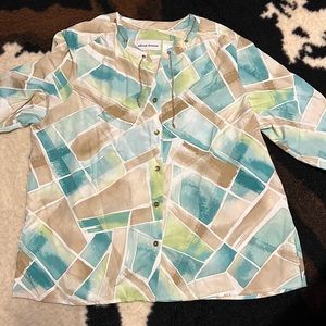 Alfred Dunner blue and tan size 14 blouse